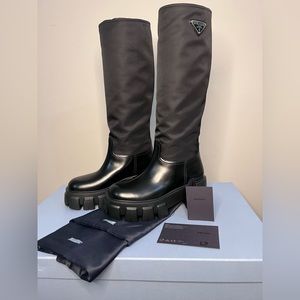 Prada Monolith Nylon Tall Riding Boots 55mm
Brand new / Size 8 / Nero /